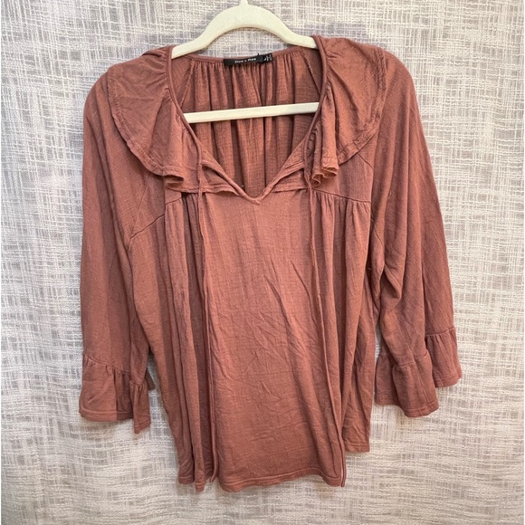 Cinnamon gauzy top, peasant shirt, boho style shirt - Picture 1 of 5